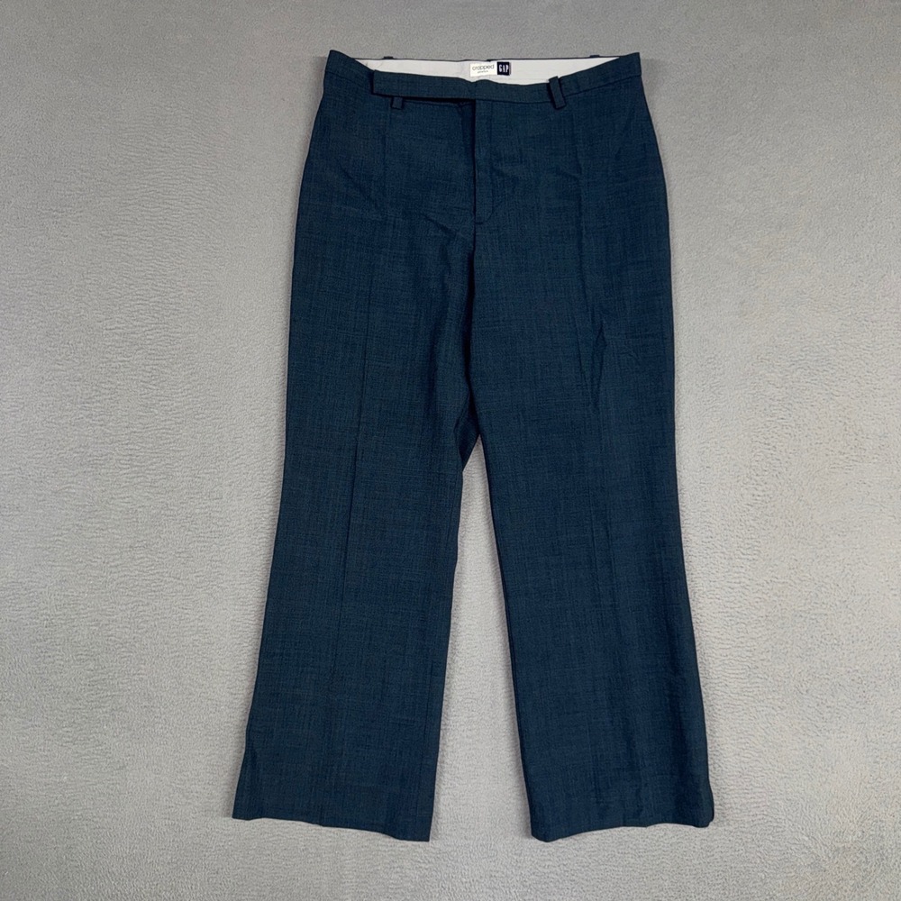 Gap Pants Womens 8 Blue Gray Cropped Trousers Career Wool Blend Stretch VTG Y2K